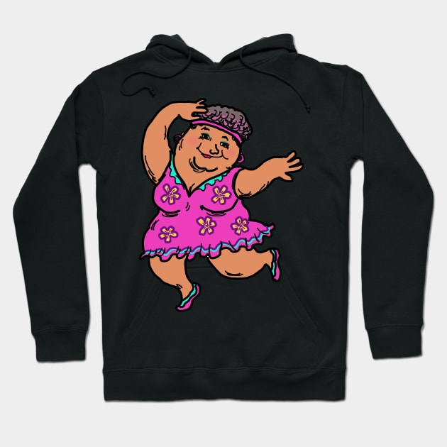 Active senior woman disco dancing illustration Hoodie by Nalidsa